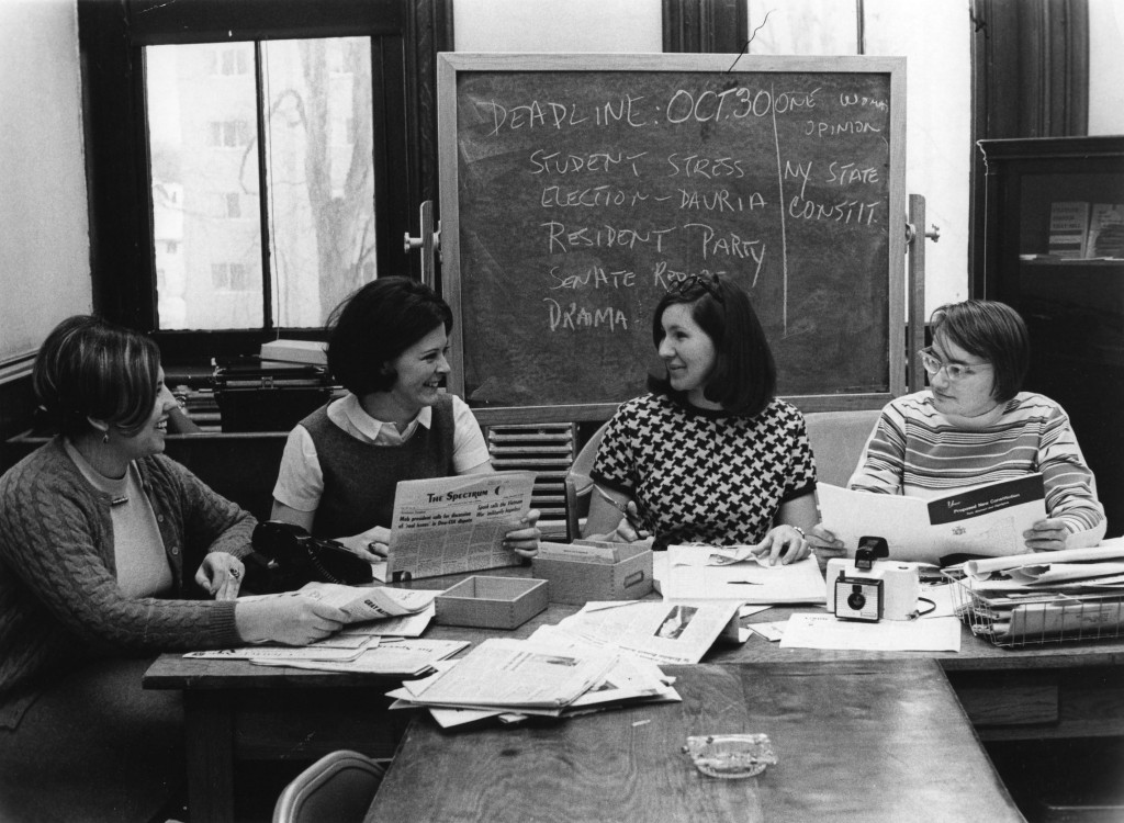 Working on the newspaper, 1968.